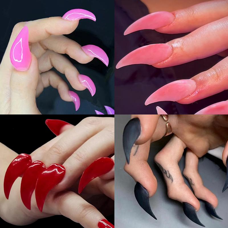 100 Pcs Hawk Curve Nail Tips Half Cover Eagle Claw Curve False Nails Extension 10 Sizes For Art Salon