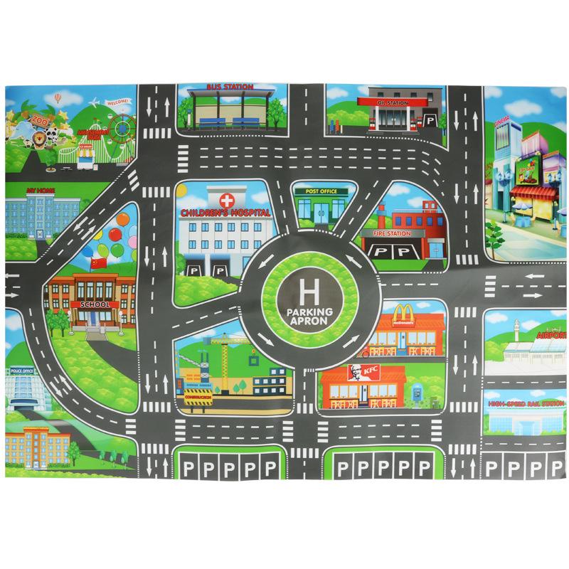 83*58cm/130*100cm Road Mat Kids Traffic Car Map Learning Toy Road Plastic Material Carpet Playmat Ideal For Mats City Children Playthings Games