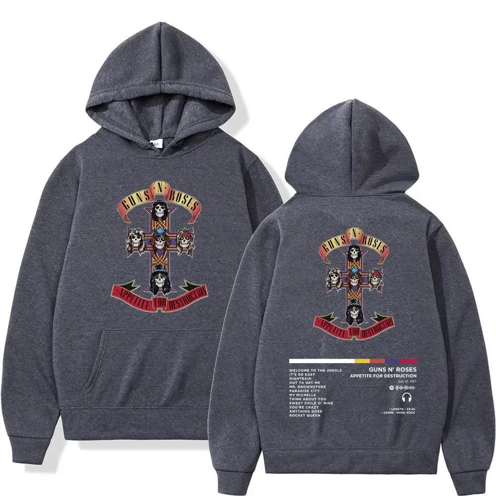 Pánské a dámské mikiny s kapucí s potiskem Guns N Roses Unisex oblečení s potiskem Rock Hip-hop Gotická móda