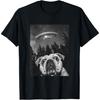 Überraschte Englische Bulldogge mit Alien-UFO, lustiger Hund Männer Frauen Mädchen Kinder T-Shirt