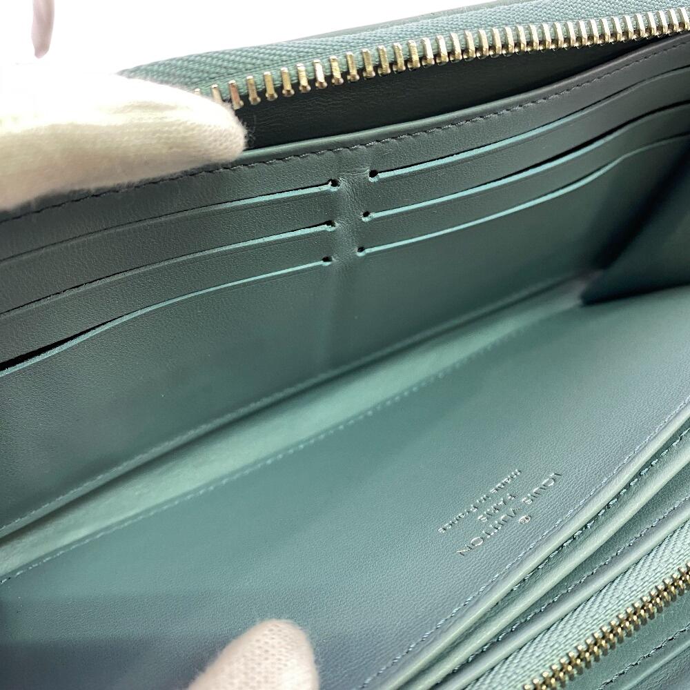 Louis Vuitton M81707 Japan Limited Monogram Emboss Leather Zippy Wallet Purse Blue Glacier Leather Used