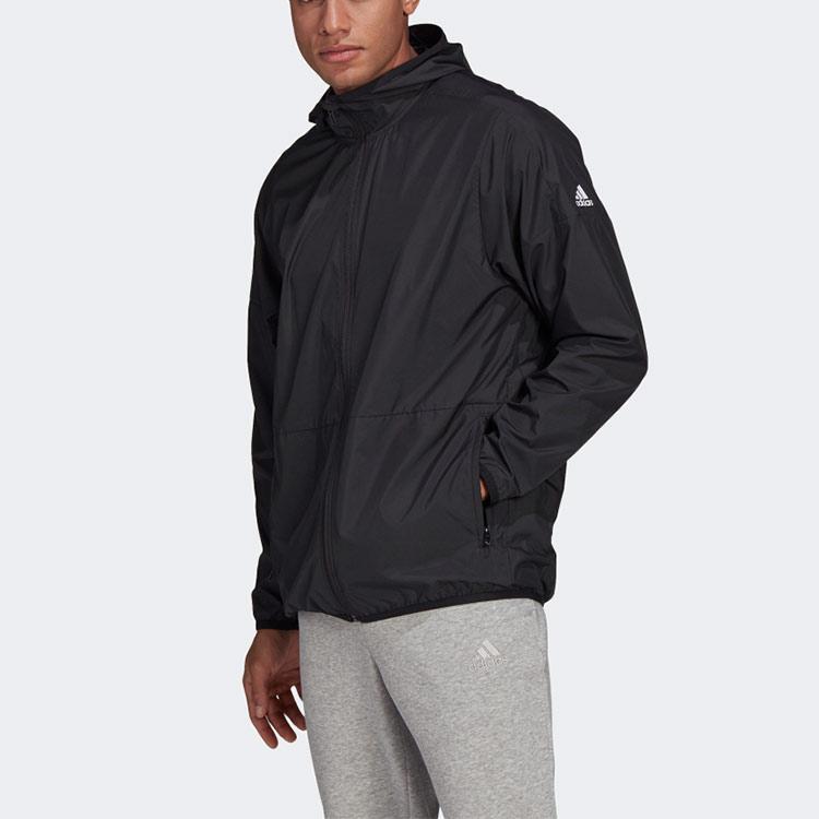 adidas Mens Solid Color Sports Hooded Jacket Men Jackets Black GQ0577