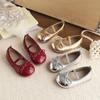 Girls Princess Shoes Soft Sole Mary Janes Fall Performance Casual Wear Gold Burgundy