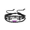 1Pc Seven Color Stripe Leather Bracelet, Vintage Multi Layer Braided Adjustable Wristband