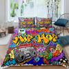 Housse de couette Graffiti Hippie Hip Hop pour Enfants Adolescents Adultes Mur Art Urbain Rue Thème Housse de couette Polyester Décorations de Chambre