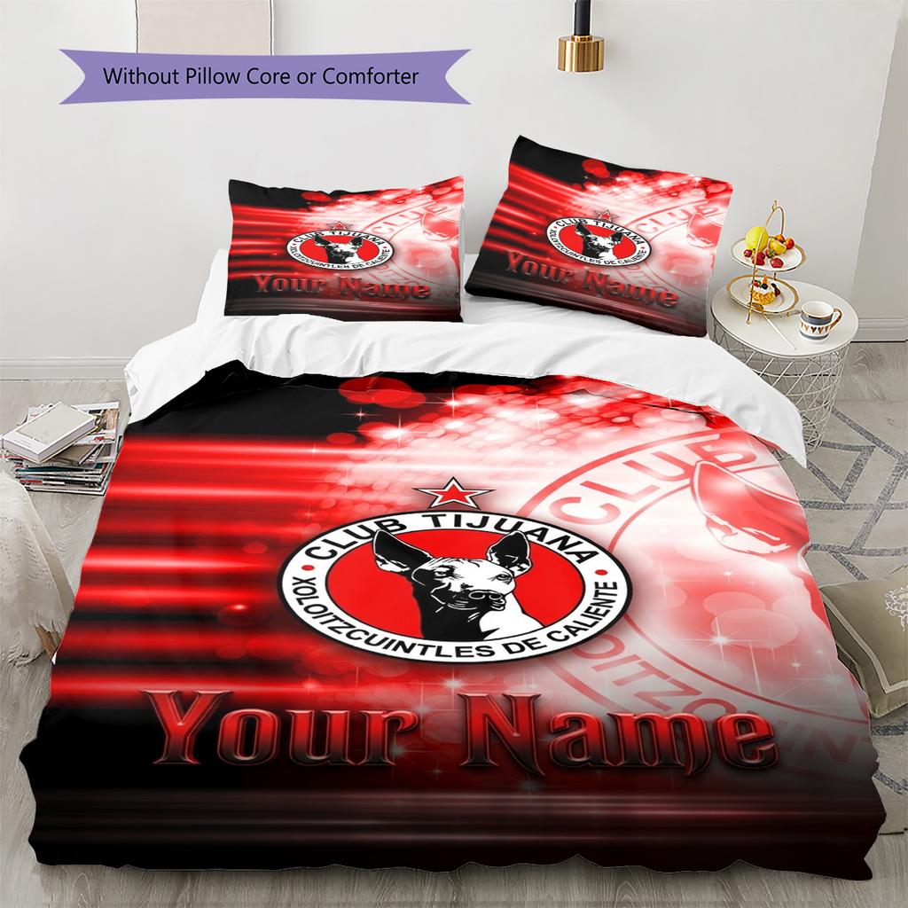Name Custom Club Tijuana Logo Pattern Bedding Set Quilt Cover Pillowcase Home Decor Gift (1 * Duvet Cover + 2 * Pillowcase, Without Core)