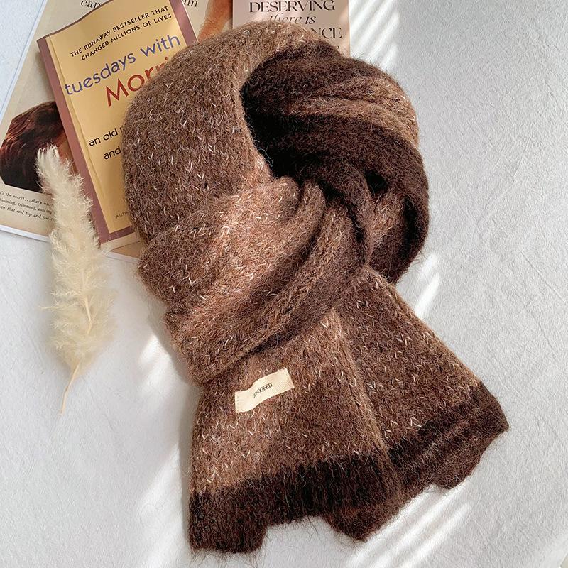 Blended Scarf Women's Winter and Winter Popular New Thickened Warm Scarf Solid Color Student