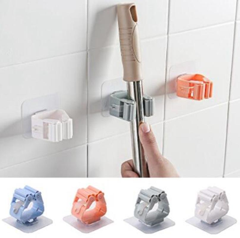 1/3Pcs Wall Mounted Mop Organizer Holder Brush Broom Hanger Home Storage Rack Bathroom Suction Hanging Pipe Hooks Household Tools Home