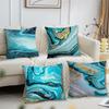 Donkerblauw Marmer kussenhoes Voor Kussen Bedrukking Bank Decoratie Huis Auto Kamer Koffieshop Kantoor Scandinavische Eenvoud