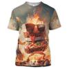 Grill Party Graphic Barbecue Pork T-Shirt Men Picnic BBQ T-Shirt Grilling Hamburger Fashion Fun T-shirt