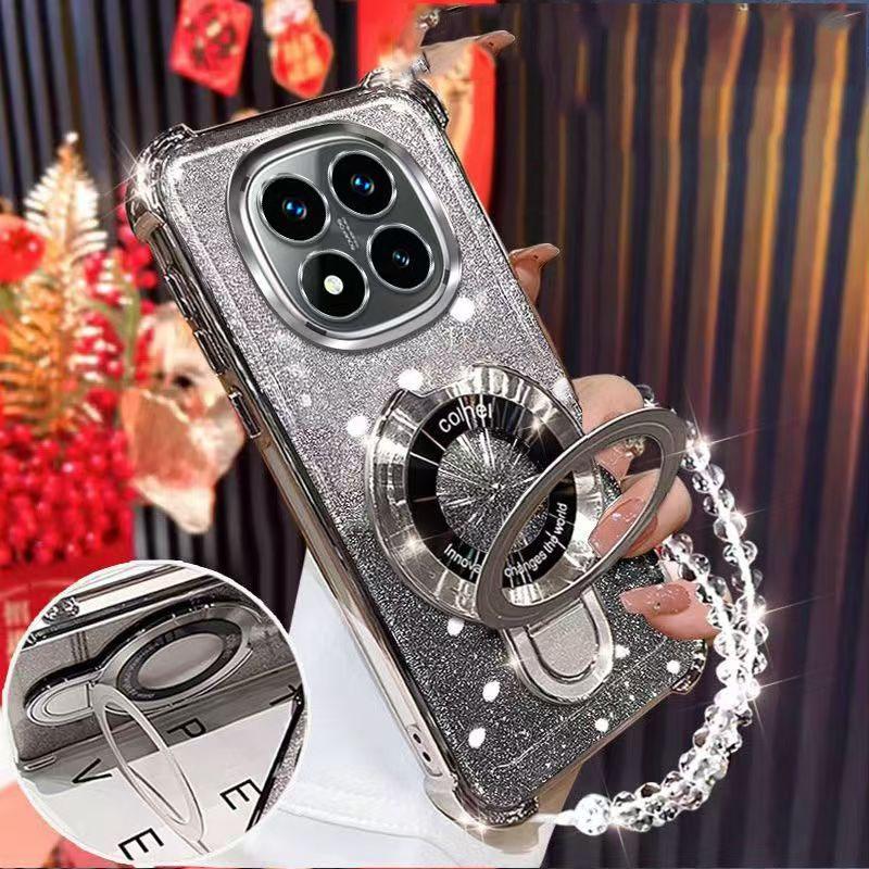 For Vivo V50 V60 V40 V30 Lite Pro Y39 Y29 Y19S Y04 Y03 Y28 Shockproof Case Glitter Magnetic Bracket Holder Bracelet Soft Cover