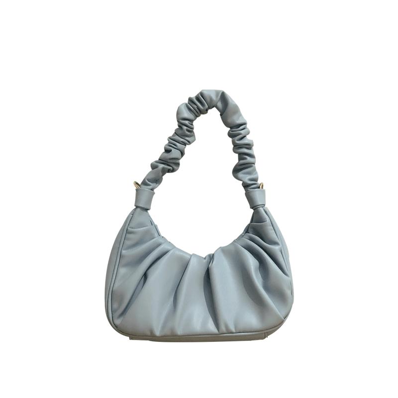 Small-flavored Bag for Women Latest Design Basic Colour Single Shoulder Strap Magnetic Buckle Pleated Armpit Dumpling Cloud Bag Handbag