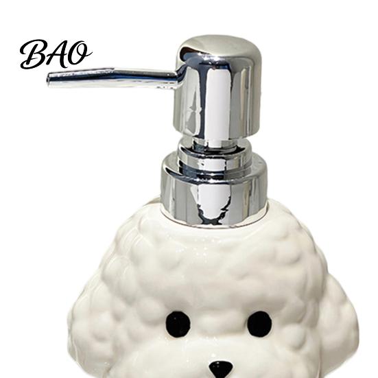 Cartoon Dog Lotion Pump 400ML Ceramic Soap Dispenser with Plastic Pump, Puppy Shape Refillable Liquid Bottle Hand Container, Empty Shower Gel