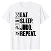 Mangia Dormi Judo Ripeti Divertente Combattente di Arti Marziali Judo Magliette Estive Grafiche Cotone Streetwear Regali Maglietta Abbigliamento Uomo