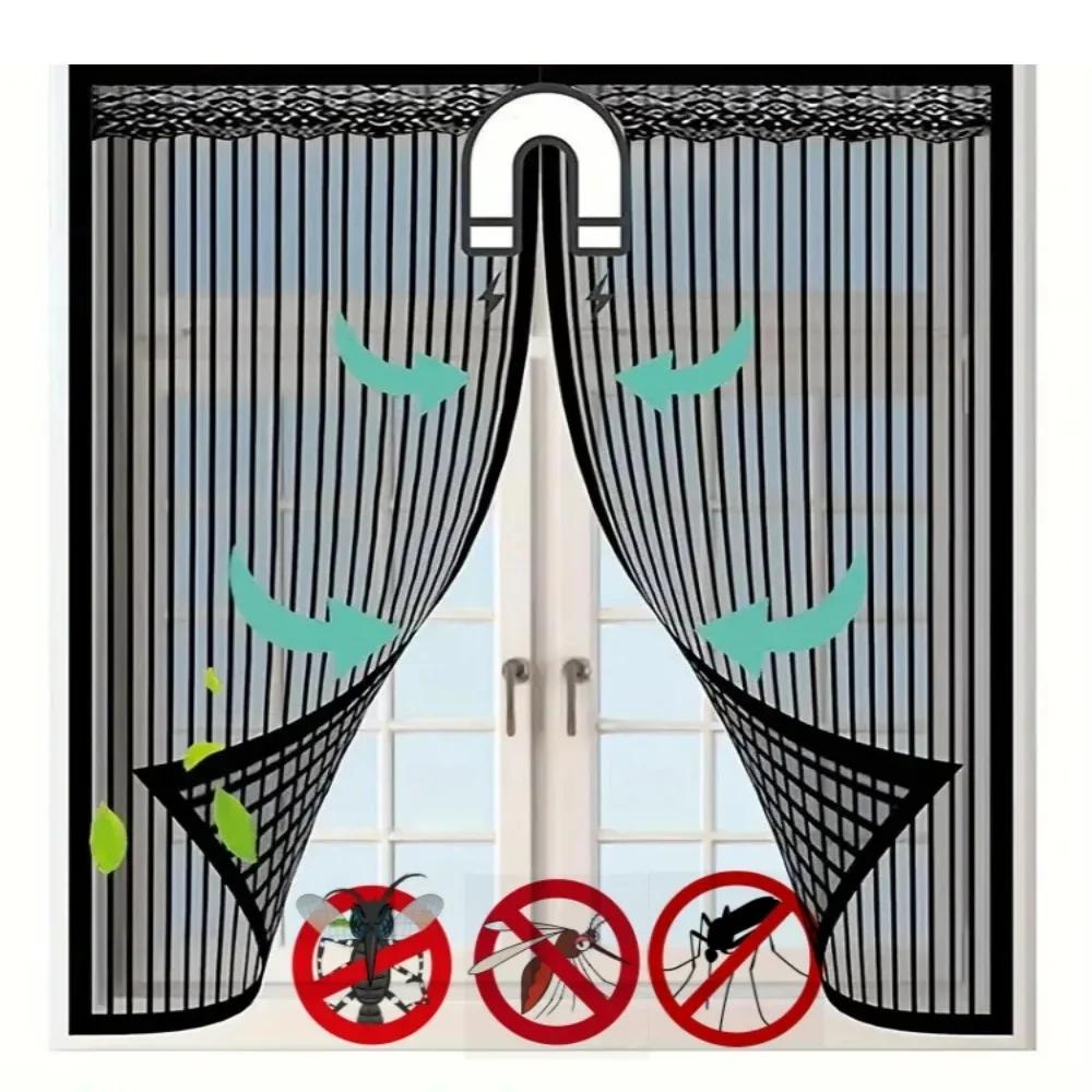 Sommar Självhäftande Fönsterskärm Anti-Mygga Förhindra Flygande Insekter Osynligt Nätgardiner Avtagbar Magnetisk Skärmfönster