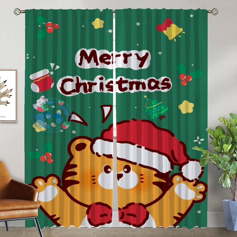 Fenstervorhang für Zimmer 2 Paneele Weihnachten Raumteiler Vorhänge für Schlafzimmer Heimdekoration Vorhänge Halloween Dekoration Rollos