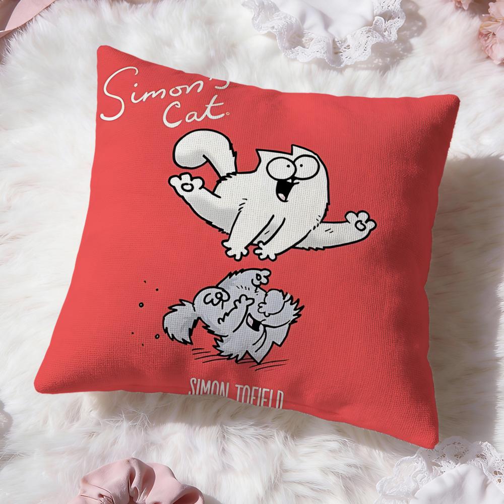 Cute Anime s-Simons Cat Cushion Cover Premium Comfort Reversible Pillow Cove -Two In One Design for Any Room & Car Interior