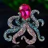 Luxury Rhinestone Octopus Brooches for Women Unisex Sea Animal Pins Event Party Gifts Backpack Decoration Clothes Accessories