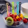 200 Pièces Forme de Cœur Brochettes à Fruits Jetables Fourchette à Gâteau en Plastique Cure-dent à Fruits Ménager Commercial