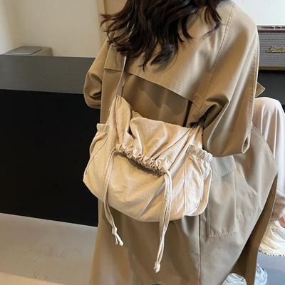 Large-capacity Tote Bag for Women  Shoulder Crossbody Bag  Cord-style  Canvas Package  University Students  Commuting