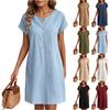 Women’s Casual Crew Neck Button Short Sleeve Loose Fit Pullover Dress with Relaxed for Everyday Wear