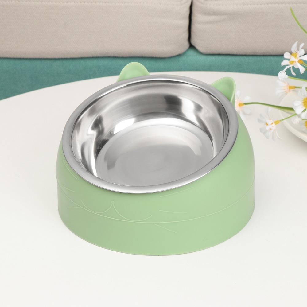 Stainless Steel Puppy Feeder Pet Dog Cat Feeding Bowl Protect The Cervical Spine Water Food Dish