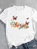 (Asian Size) Women Tee Top Butterfly Lovely Trend Cute Short Sleeve Fashion Print Lady Clothing Casual Tshirt Female Graphic T-shirts