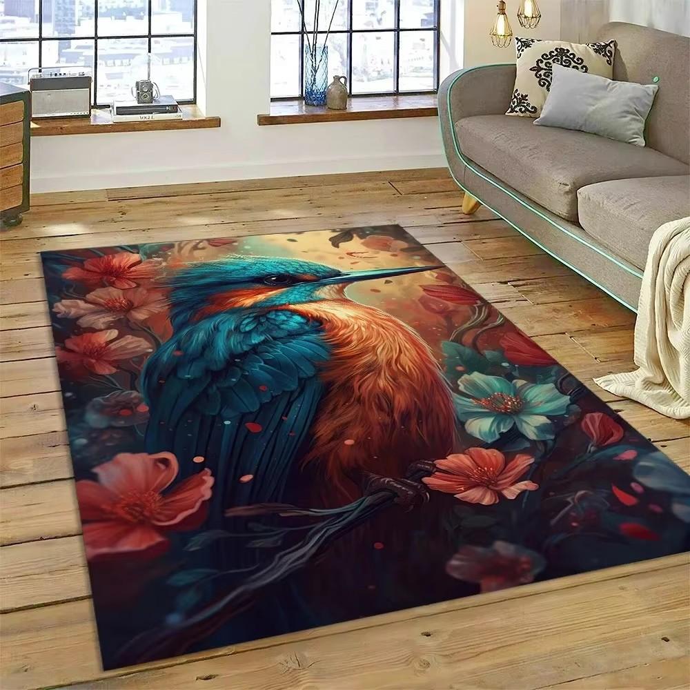 Niedlicher Traumvogel Papagei Pfau Teppich Wohnzimmer Badezimmer Dekor Teppich Maschinenwaschbare Matte Rutschfeste Fußmatte Eingangstürmatte