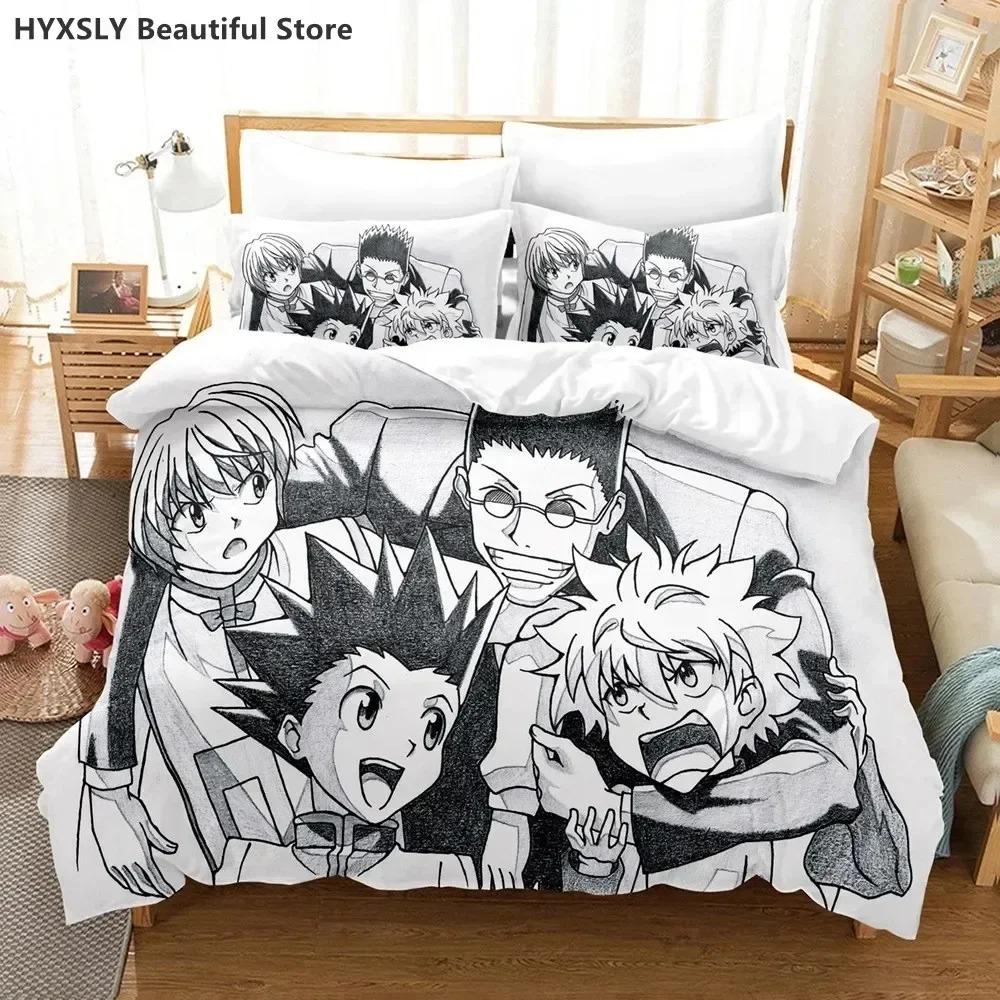 Hunter X Hunter 3D Bettwäscheset Japanischer Anime Twin Queen King Bettbezug Kissenbezüge Polyester Für Jungen Bezugsets