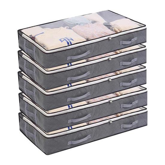 2Pcs Under Bed Storage Bag Durable Space-saving Zipper Closure Clothes Storage Containers for Home Bedroom