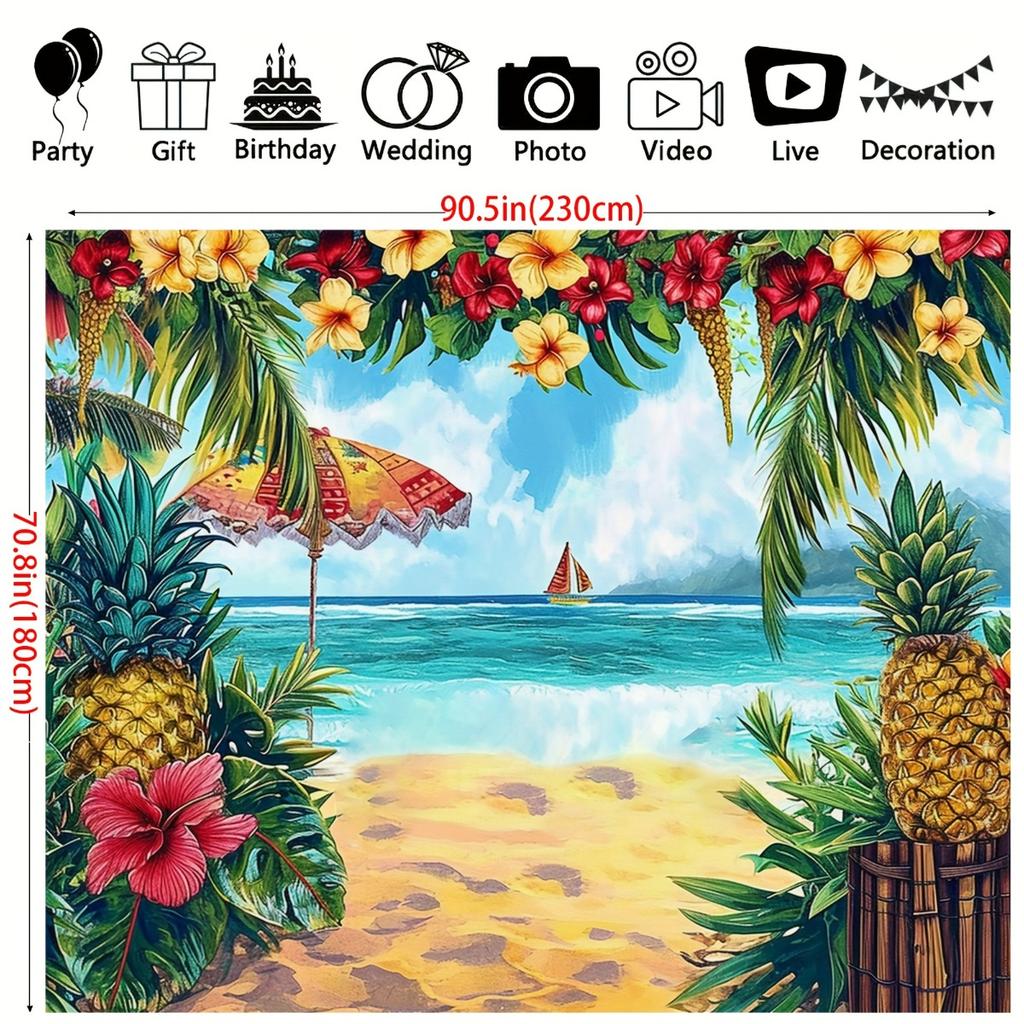 2D plane, 1 piece of tropical beach Hawaii-themed background fabric, suitable for Mother's Day