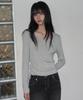Ledeoli Square Neck Shirred Wool Knit Top [Melange]