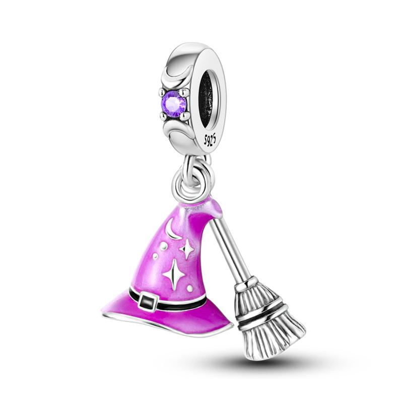 Halloween Copper Metal Charm Bead Components Ghost Clown Witch Pendant Bead Components Compatible With Authentic Original Pan Bracelet High Quality