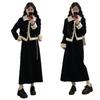 Women's Plus Size Fleece-Lined Lambswool Winter Suit: Thick Coat & A-line Skirt Set