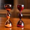 Smooth Sand Flow Ornament 3-Tier Colorful Glass Hourglass Timer Borosilicate with Amber Wine Red Gradient Decorative Timer Even Flow Modern
