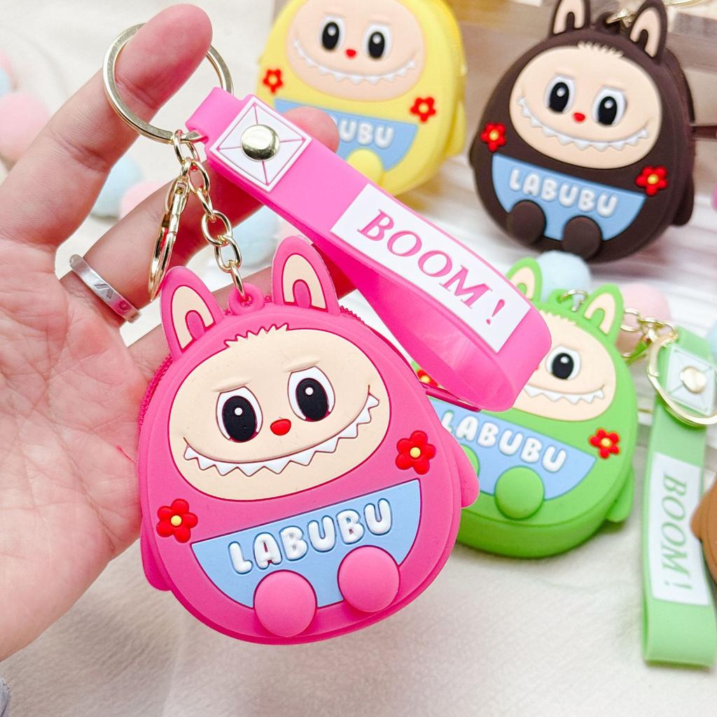 Labubu Keychain Toy Bag, Silicone Doll, Cute Cartoon Coin Purse CLE