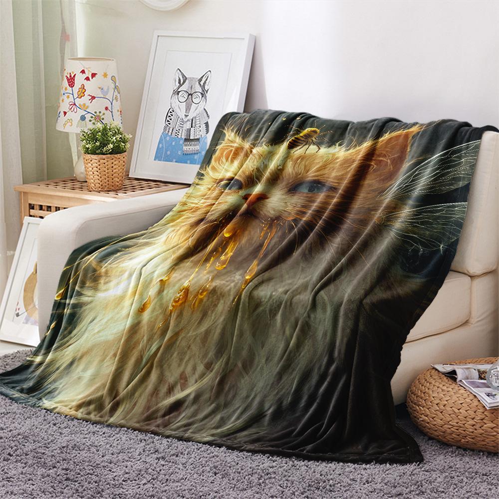 Cute Cats  Print Flannel Blanket, High Quality Comfortable for All Seasons, Home Decor, Warmth and Comfort