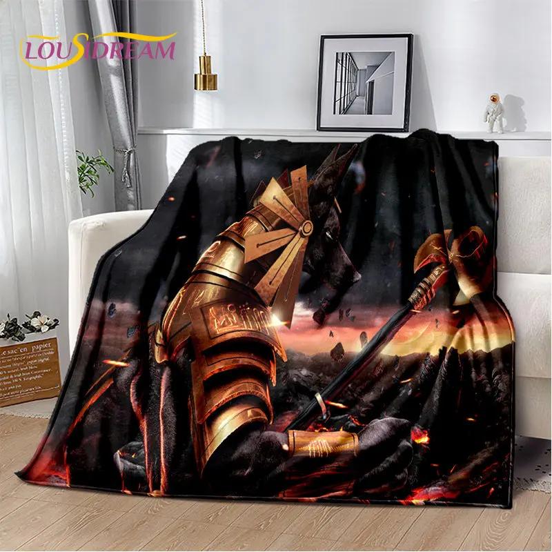 Anubis Mısır Ölüm Mitolojisi Horus Yumuşak Peluş Battaniye, Flanel Battaniye Oturma Odası Yatak Odası Yatak Kanepe Piknik Çocuklar için Battaniye