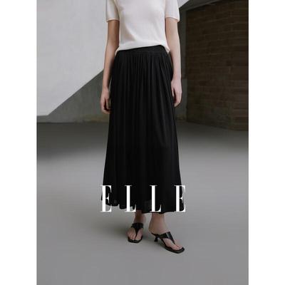 Women's 2026 Spring Black A-Line Midi Skirt