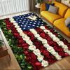Flowers Flag Crystal Velvet Chair Mat Area Rug - Non-Slip, Floor Mat, Office Desk Chair Rugs, Bedroom Decor.Christmas Gift-1106052