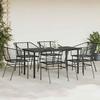 7 Piece Black Poly Rattan Glass Outdoor Dining Set