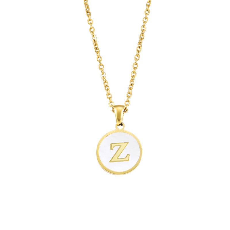 Minimalist Initial Enamel White A-Z Pendant Letter Alphabet Personalize Pendant Necklace For Women Men Jewelry Gift