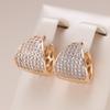 Cercei Rotunzi Trendy Plini cu Zirconiu Natural Strălucitor Pentru Femei Lux Rose Gold Mireasă Nuntă Bijuterii Fine Zilnice