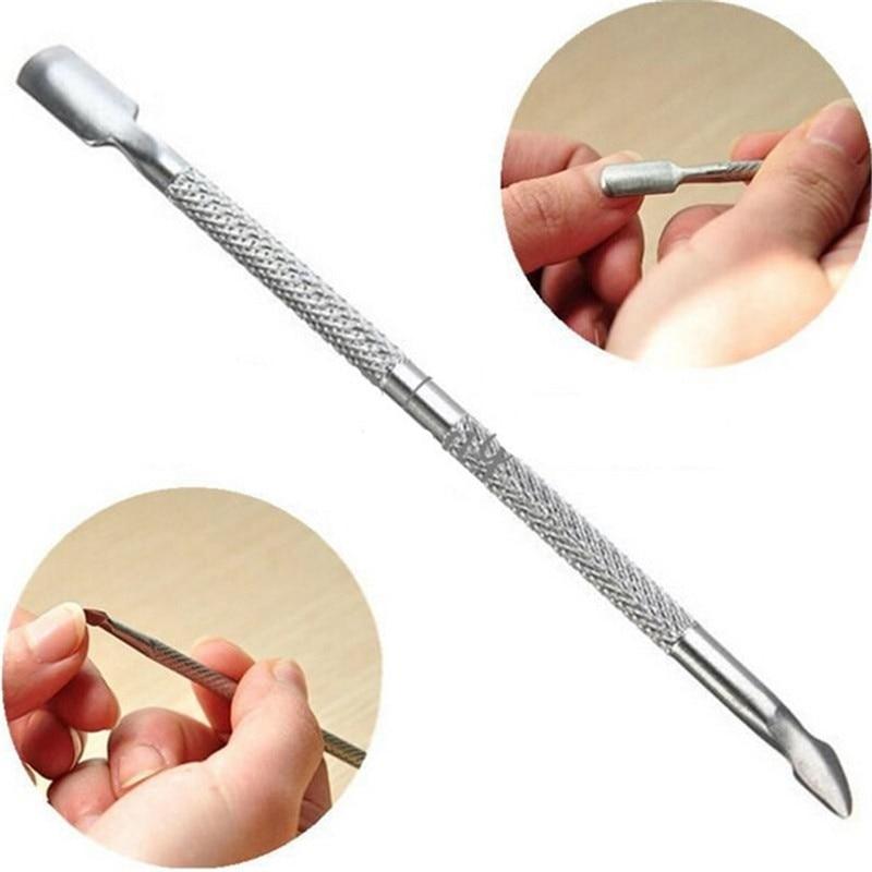 Dispozitiv de împingere a cuticulelor din oțel inoxidabil cu două capete Dispozitiv de îndepărtare a împingerii pielii moarte pentru pedichiură, manichiură, instrument de curățare a unghiilor, unisex