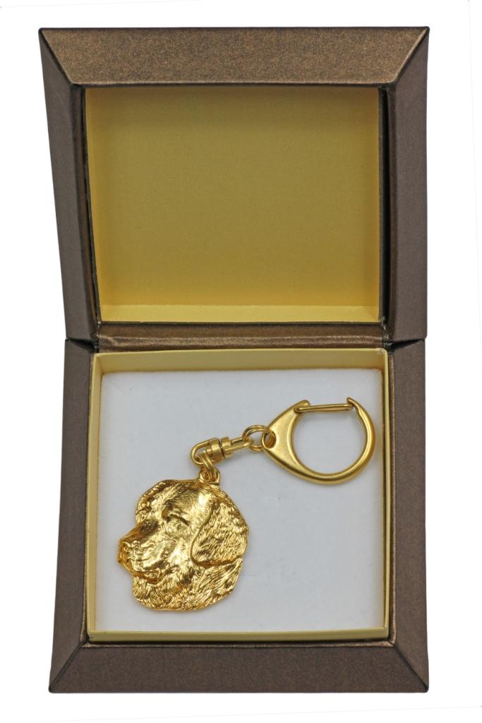 Golden Retriever - Gilded Key Ring with Dog In Gift Box, Handbag Decoration, Luxury Accessory by Art-Dog Brand
