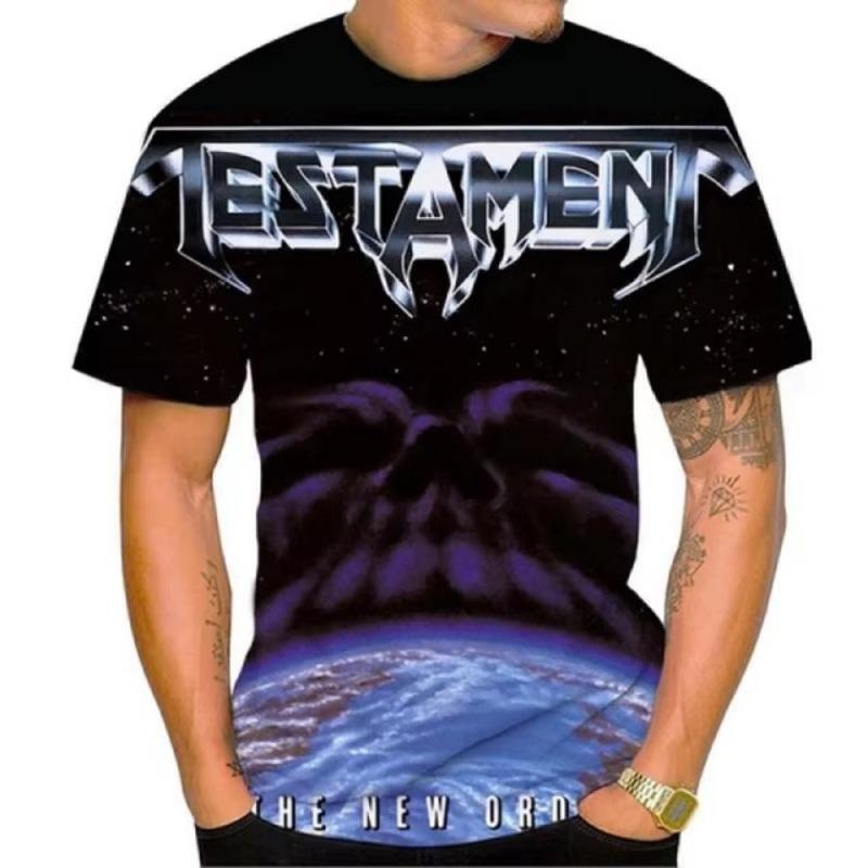 Nyári új divatos amerikai heavy metal testamentumos zenekar férfi 3D nyomtatású póló unisex hip-hop hétköznapi póló menő rock utcai