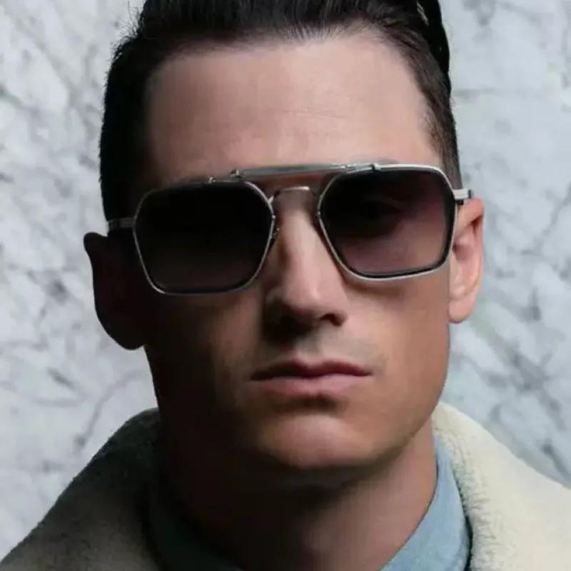 High Quality Stylish High End Designer Style Retro Trendy Alloy Metal Square Shaped For Both Male Men Female Sun Glasses