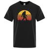 Retro Bigfoot Silhouette Sun Vintage - Believe! T-shirt Men Short Sleeve 2023 Summer Cotton Brand Tops Casual Funny Tee Shirt