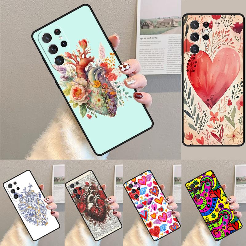 Flower Heart Phone Case for Samsung Galaxy note 10 pro S26 Ultra S23 S24 FE S25 S21 S22 PLUS shockproof Cove