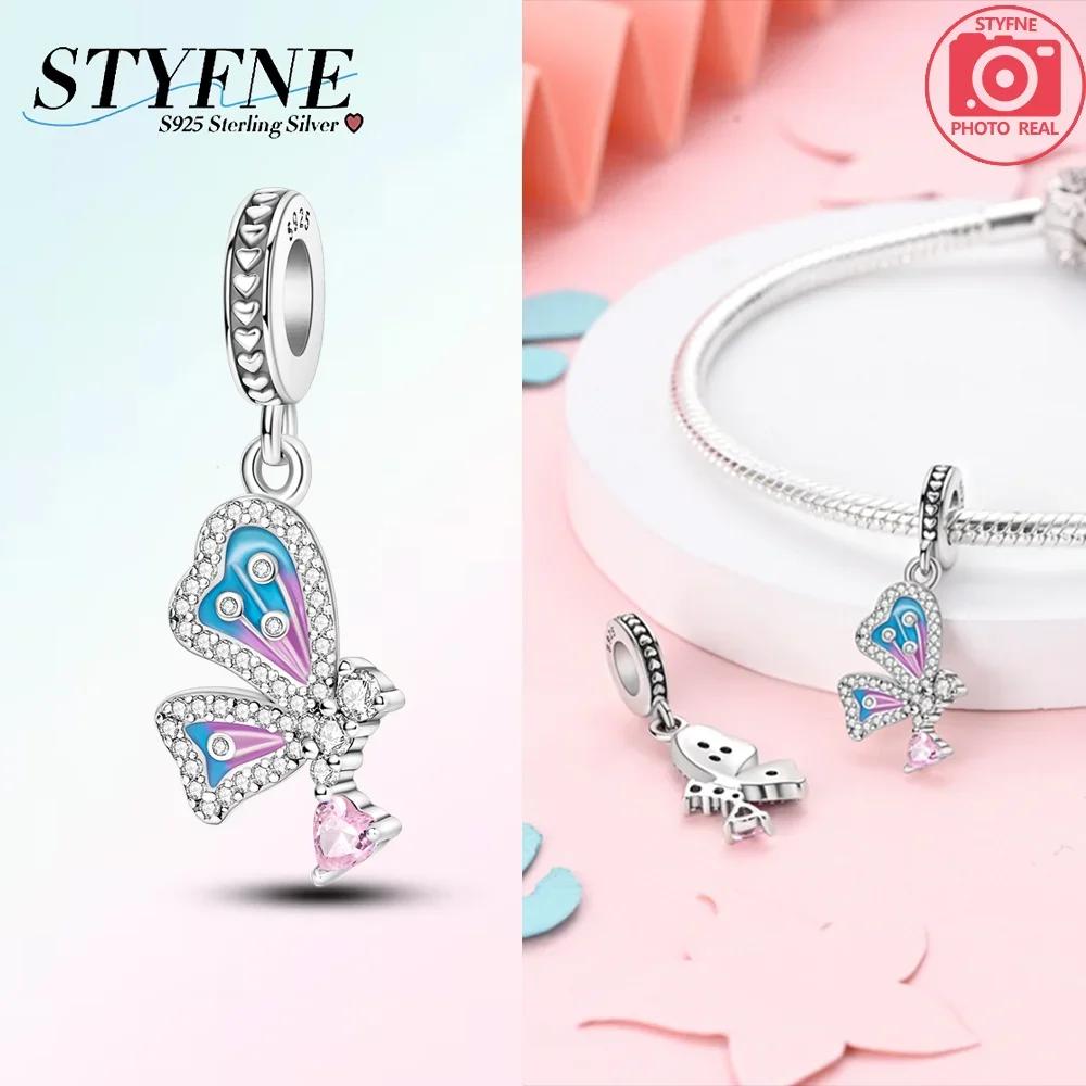 Copper Fine Blue Collection Butterfly Charms Pendant Fit Bangle Beads Bracelet Handmade Women Authentic Jewelry